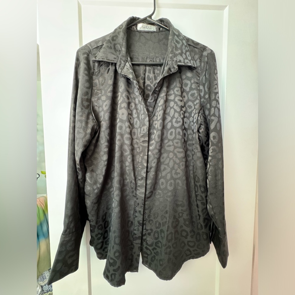 Black satin blouse